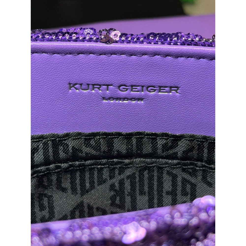 Kurt Geiger London Mini Kensington Purple Sequin Eagle Head Crossbody Bag - Picture 9 of 10